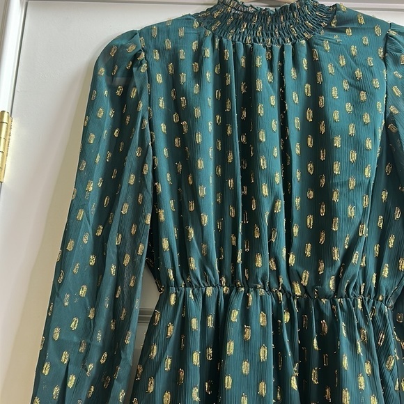 OPT Green Gold Mock Neck Mini Dress XS - Picture 11 of 11
